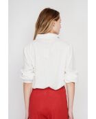 Blouse col chemise en lin Andrée blanche