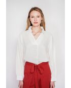 Blouse col chemise en lin Andrée blanche