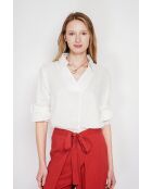 Blouse col chemise en lin Andrée blanche