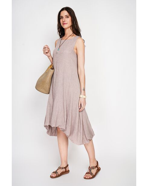 Langes Kleid Hélène aus beigem Leinenmix