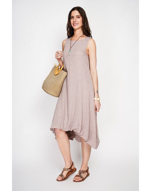 Langes Kleid Hélène aus beigem Leinenmix