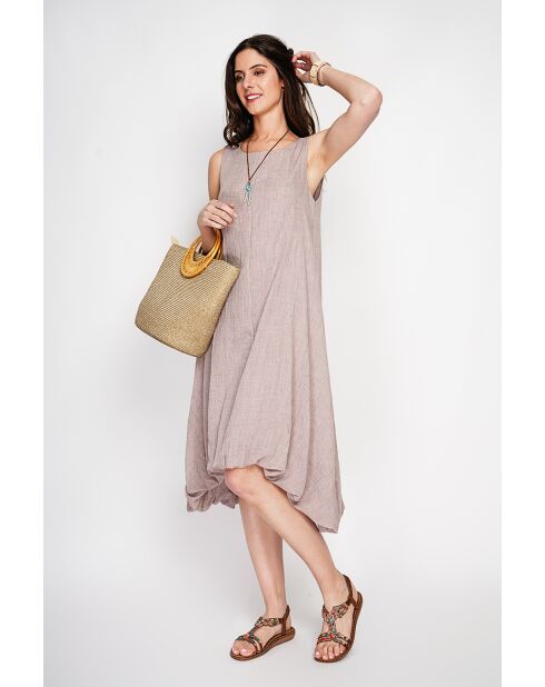 Langes Kleid Hélène aus beigem Leinenmix