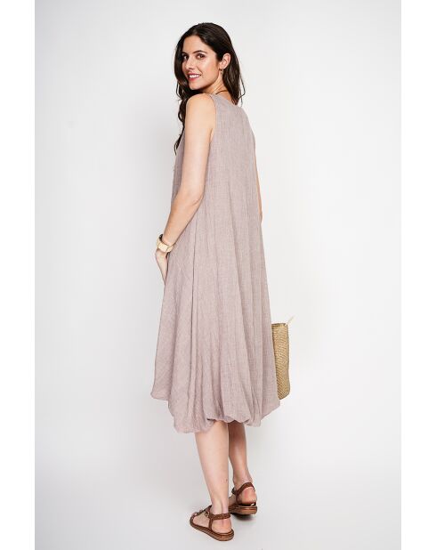 Langes Kleid Hélène aus beigem Leinenmix