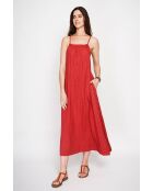 Langes rotes Leinenkleid Marguerite