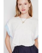 Wit T-shirt met ronde hals en ronde hals van linnenmix van Martine