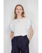 Wit T-shirt met ronde hals en ronde hals van linnenmix van Martine