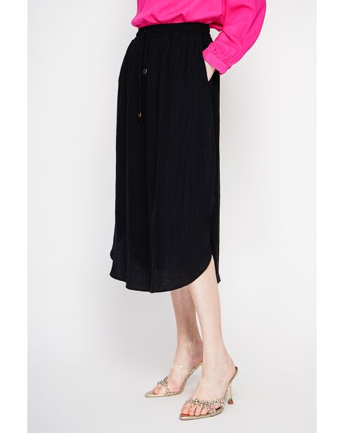 Zwarte uitlopende maxirok van Odette linnenmix