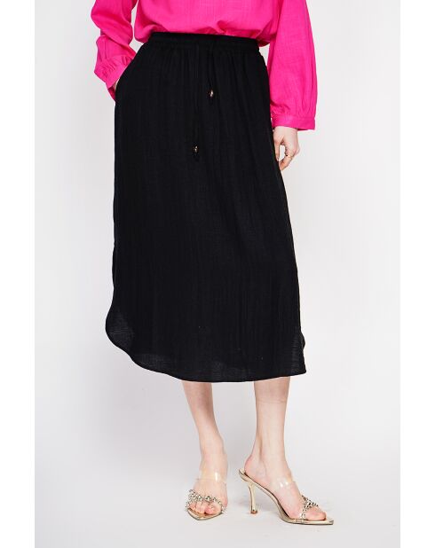 Zwarte uitlopende maxirok van Odette linnenmix