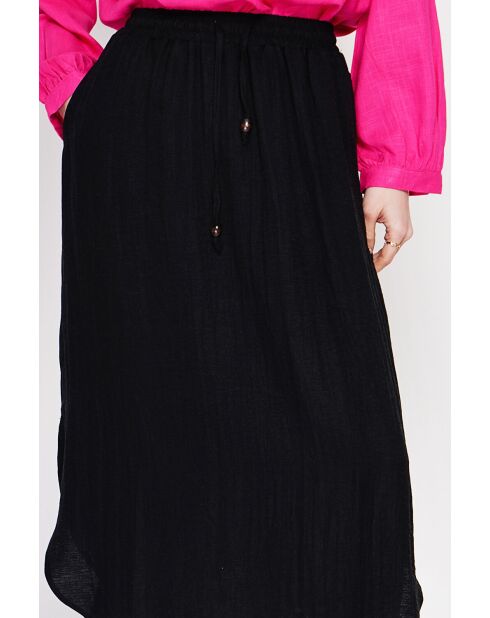 Zwarte uitlopende maxirok van Odette linnenmix