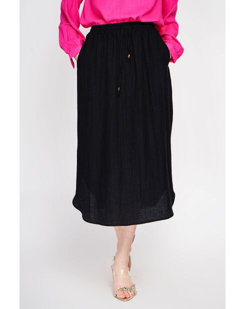 Zwarte uitlopende maxirok van Odette linnenmix