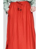 Odette Rooibos uitlopende lange rok van linnenmix