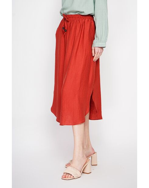 Odette Rooibos uitlopende lange rok van linnenmix