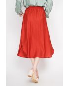 Odette Rooibos uitlopende lange rok van linnenmix