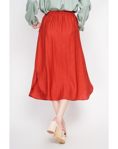 Odette Rooibos uitlopende lange rok van linnenmix