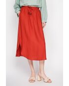 Odette Rooibos uitlopende lange rok van linnenmix