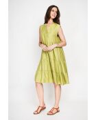 Henriette Zitronenfarbenes Leinenmischkleid mit tunesischem Kragen