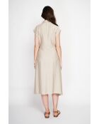 Beiges langes Kleid aus Leinenmischung mit Hemdkragen von Colette