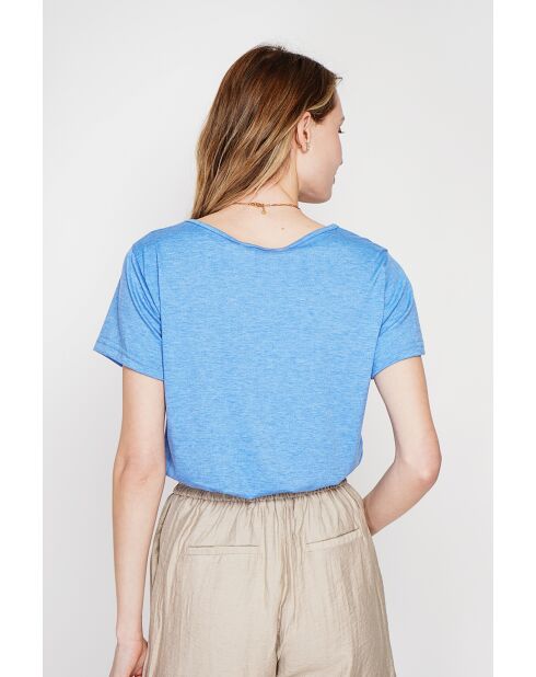 Sylvie Azur Rundhals-T-Shirt aus Leinengemisch