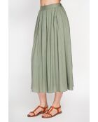 Lisette Claire Khakifarbener ausgestellter Maxikleid aus Leinen
