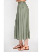 Lisette Claire Khakifarbener ausgestellter Maxikleid aus Leinen