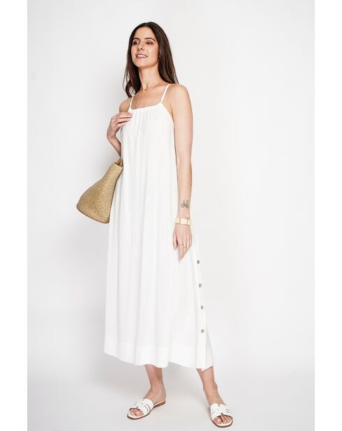 Weißes langes Slingkleid Marguerite aus Leinen
