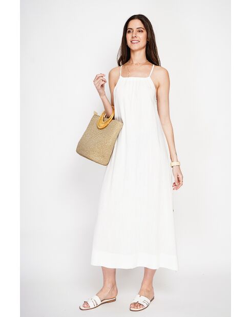 Weißes langes Slingkleid Marguerite aus Leinen