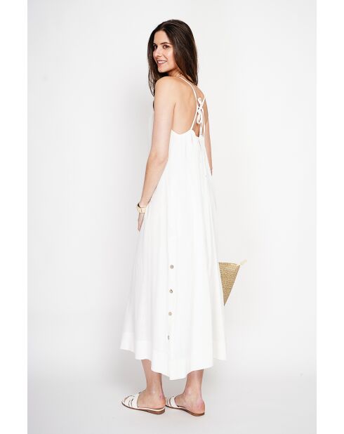 Weißes langes Slingkleid Marguerite aus Leinen
