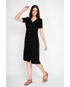 Simone zwarte linnen lange jurk