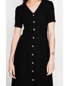 Simone zwarte linnen lange jurk