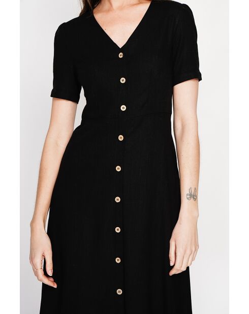 Simone zwarte linnen lange jurk