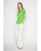 Sylvie smaragdgrünes Rundhals-T-Shirt aus Leinenmischung