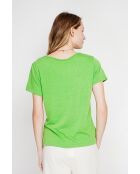 Sylvie smaragdgrünes Rundhals-T-Shirt aus Leinenmischung