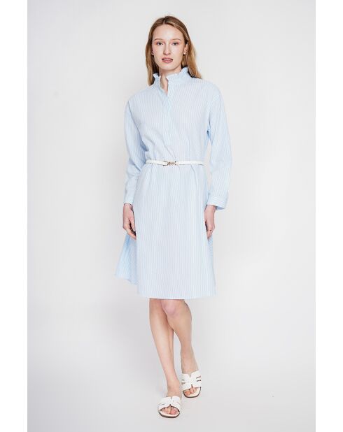 Josette Ciel blaues Rollkragenkleid aus Leinenmischung