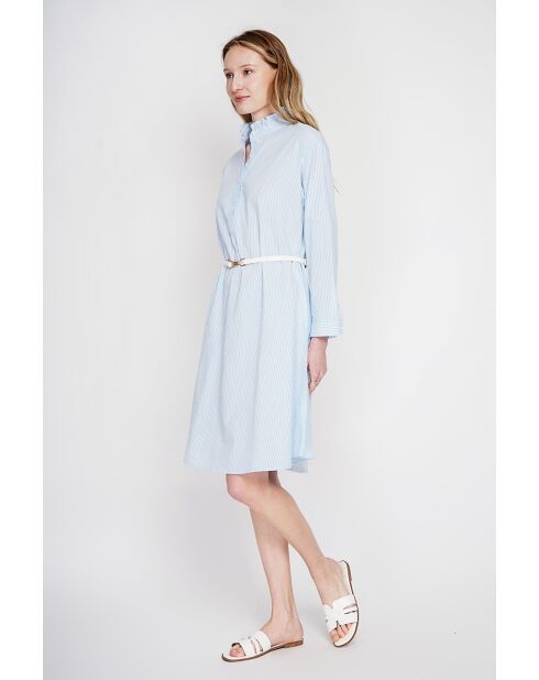 Josette Ciel blaues Rollkragenkleid aus Leinenmischung