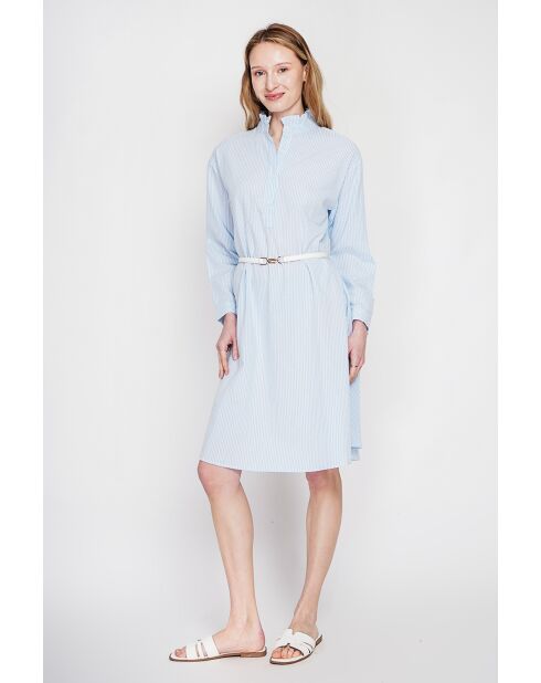 Josette Ciel blaues Rollkragenkleid aus Leinenmischung