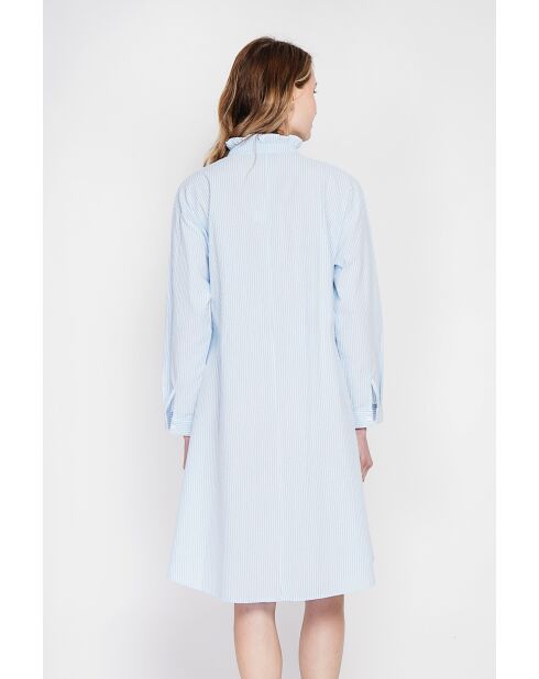 Josette Ciel blaues Rollkragenkleid aus Leinenmischung