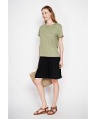 Licht kaki T-shirt van linnenmix met ronde hals Nicole