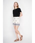 Nicole schwarzes T-Shirt mit Rundhalsausschnitt aus Leinenmischung