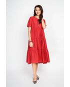 Francine Rooibos Langes Babydoll-Kleid aus Leinenmischung