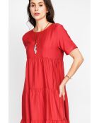 Francine Rooibos Langes Babydoll-Kleid aus Leinenmischung