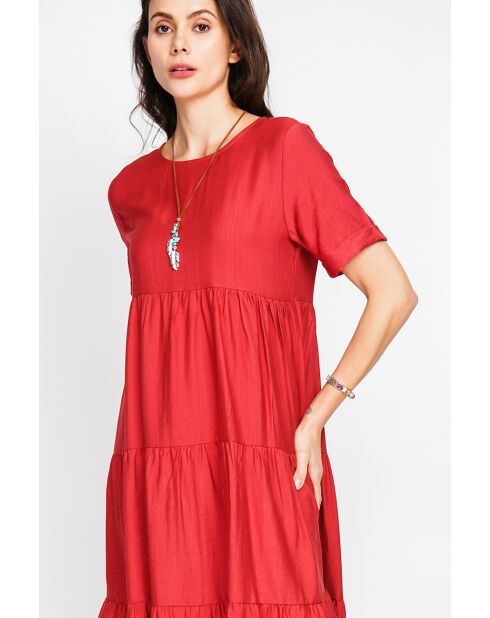 Francine Rooibos Langes Babydoll-Kleid aus Leinenmischung