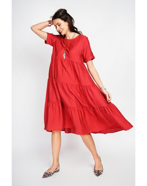 Francine Rooibos Langes Babydoll-Kleid aus Leinenmischung