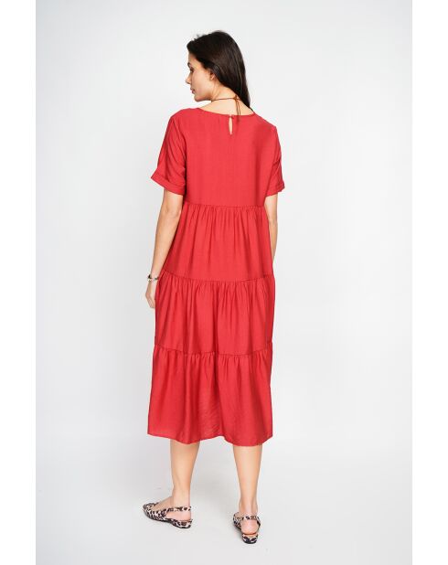 Francine Rooibos Langes Babydoll-Kleid aus Leinenmischung