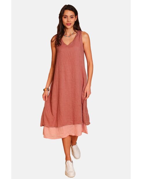 Blanche rooibos linnen vrijetijdsjurken met v-hals