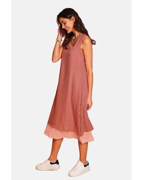 Blanche rooibos linnen vrijetijdsjurken met v-hals