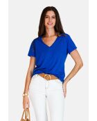 Josée Royal T-Shirt mit V-Ausschnitt aus Leinenmischung