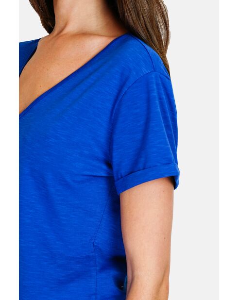 Josée royal T-shirt van linnenmix met V-hals