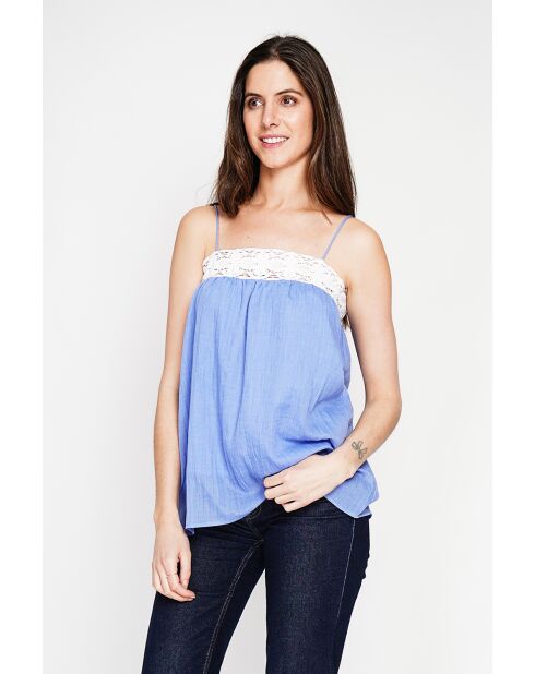 Bernadine Hosenträger aus azurblauem Leinen