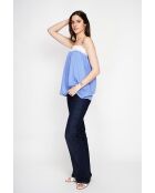 Bernadine Hosenträger aus azurblauem Leinen