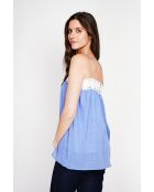 Bernadine Hosenträger aus azurblauem Leinen